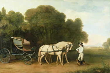 A Phaeton with a Pair of Cream Ponies in the Charge of a Stable-Lad, c.1780-5